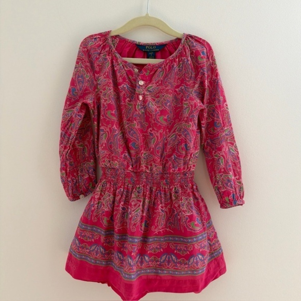 Polo Ralph Lauren Paisley Cotton Batiste Dress 2/2T Toddler Pink Cotton Lined